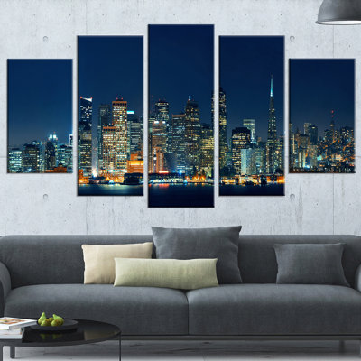 " San Francisco Skyline At Night " 5 - Pieces