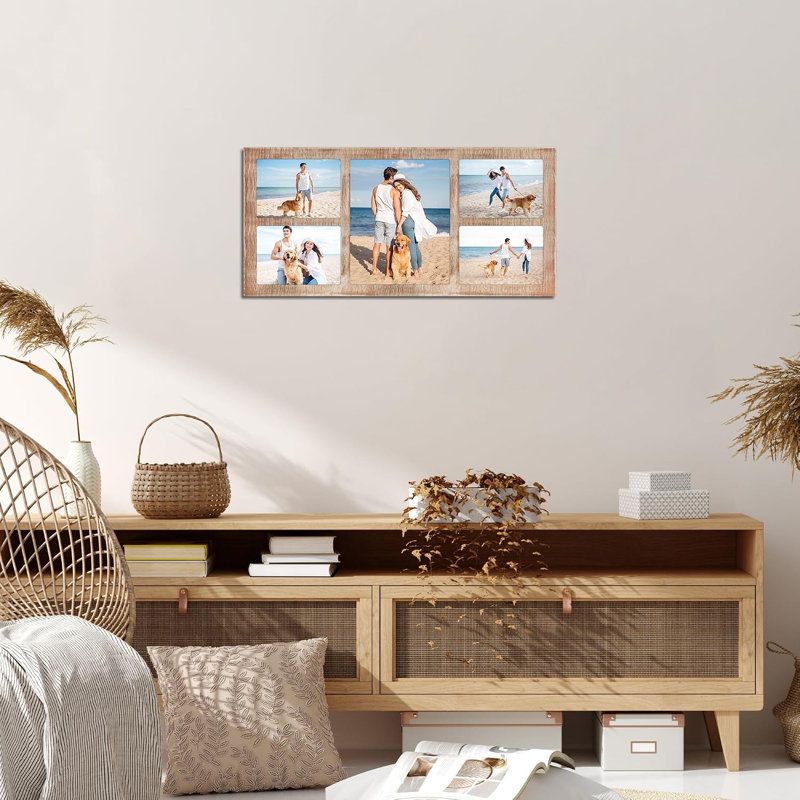 Cadre photo Collage pour présentation de photos 8 x 10 x 4 x 5 x 7, 5 cadres photo de famille avec décoration murale en verre trempé (paquet Rustic Brown_1)