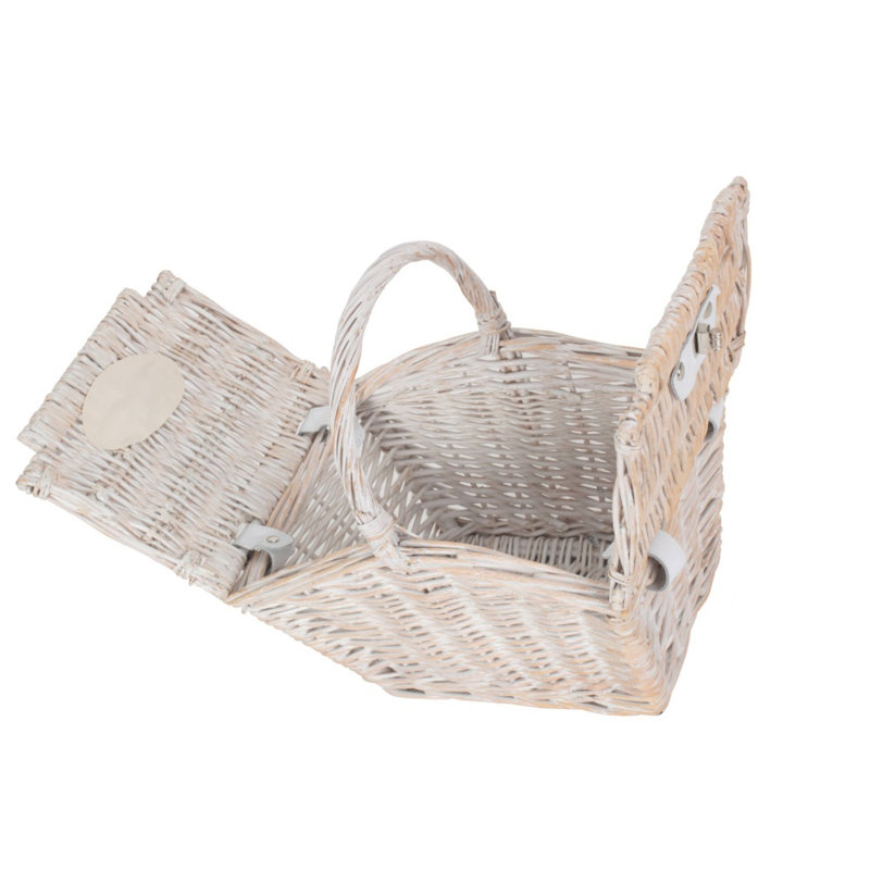 Elegant Picnic Basket, White, 18cm H x 28cm W x 19cm D