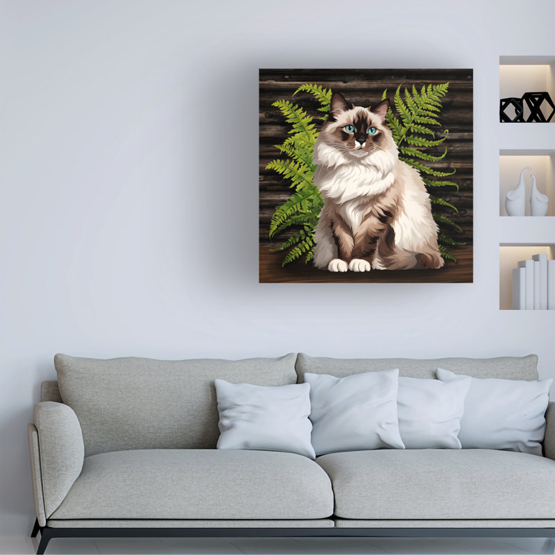 Art sur toile, "Tina Lavoie Portrait of A Ragdoll Cat", H 14 po x l 14 po