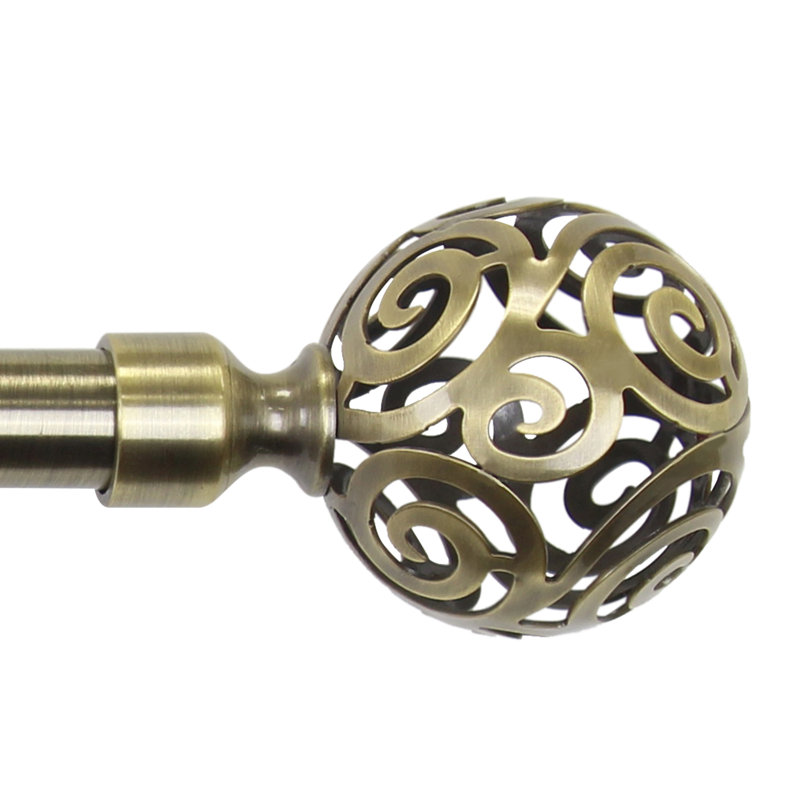 Tringle à rideaux simple Pizano, H 3,5 po x (l 48 à 86 po) x P 2,5 po, Laiton antique Clare (100 % acier)