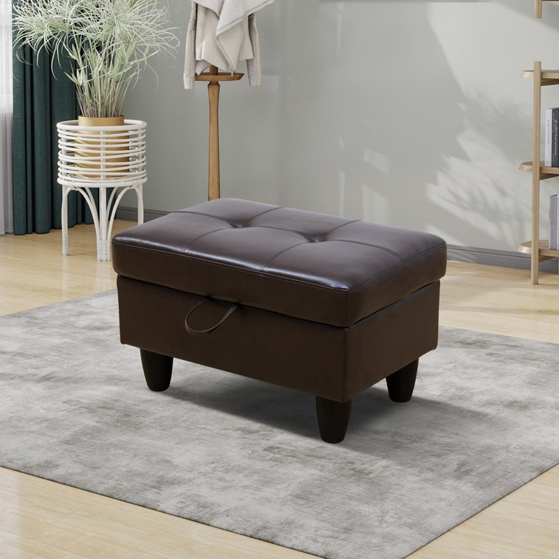 Repose-pieds en cuir Sharinda, Brun