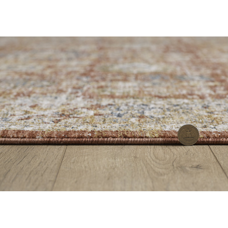 Tapis oriental en polyester tissé à la machine Deirore, Rectangle 3 pi 3 po x 5 pi 3 po