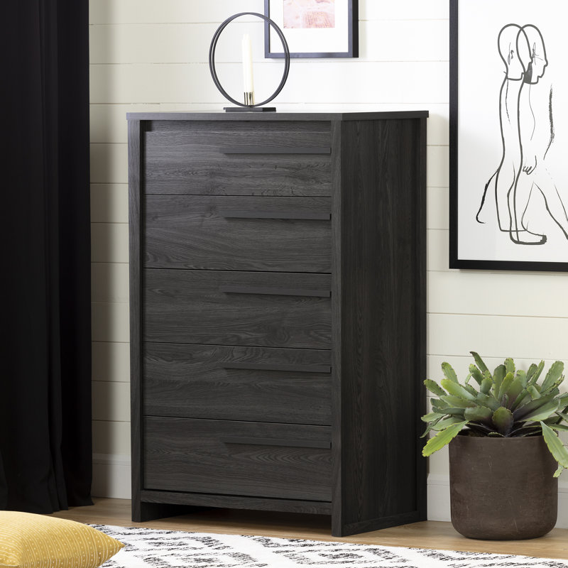 Lensky 5 Drawer 30.5'' W Chest, Black/Sturdy