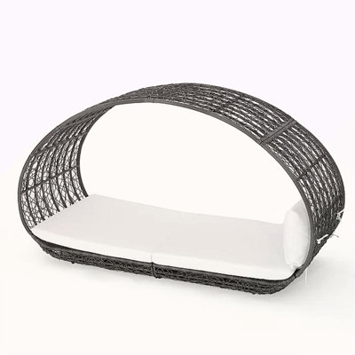 Outdoor Wicker Overhead Canopy Daybed Water Resistant Cushion