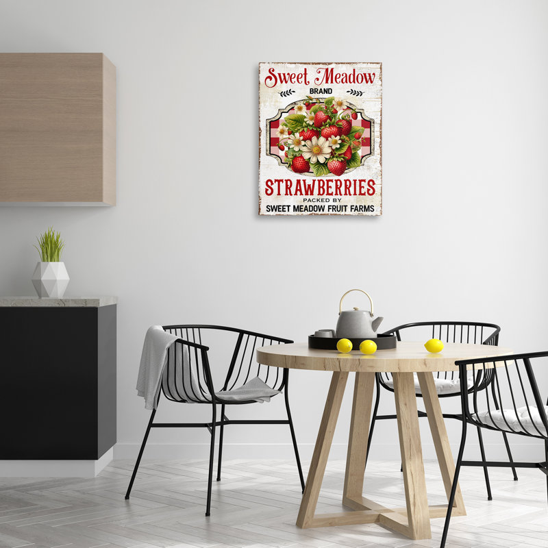 Art mural sur toile Sweet Meadow Strawberries par Creatif Belle bp-627_CN, H 30 po x l 24 po