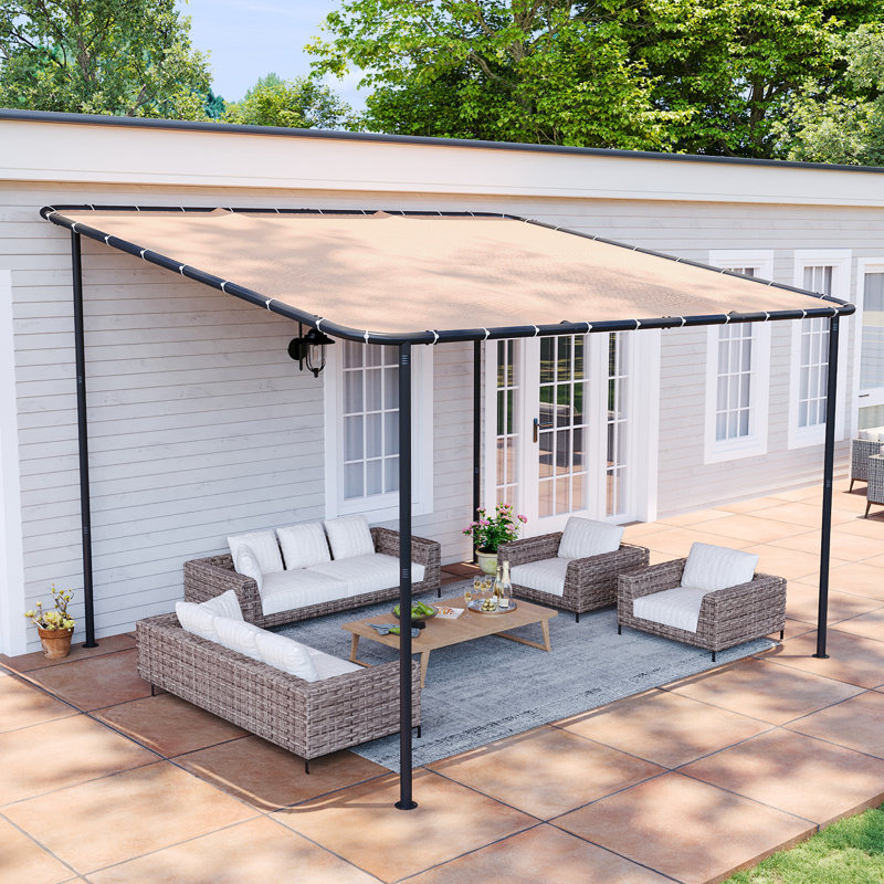 12 Ft. W X 10 Ft. D Lean To Gazebo Outdoor Pergola, 96" H x 144" W x 120" D