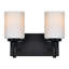 Luminaire de salle de bain 2 lumières, luminaire de salle de bain pour miroir avec abat-jour en verre blanc laiteux, applique murale pour cuisine moderne - base E26 - noir mat