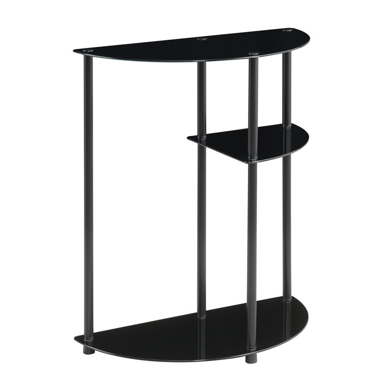 Beckett 23.75'' Black Glass Console Table with Shelves