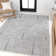 Megane MidCentury Art Deco Striped Arches Two-Tone High-Low Blue/White Rug