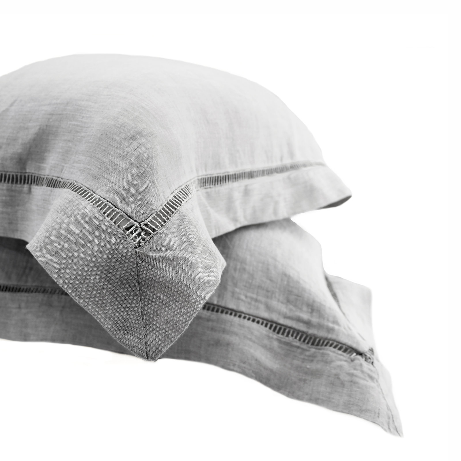 Aubria Linen Shams, Standard, Gray
