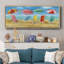 «Bright Beach Chairs», peinture sur toile encadrée-1936489852-1936489825