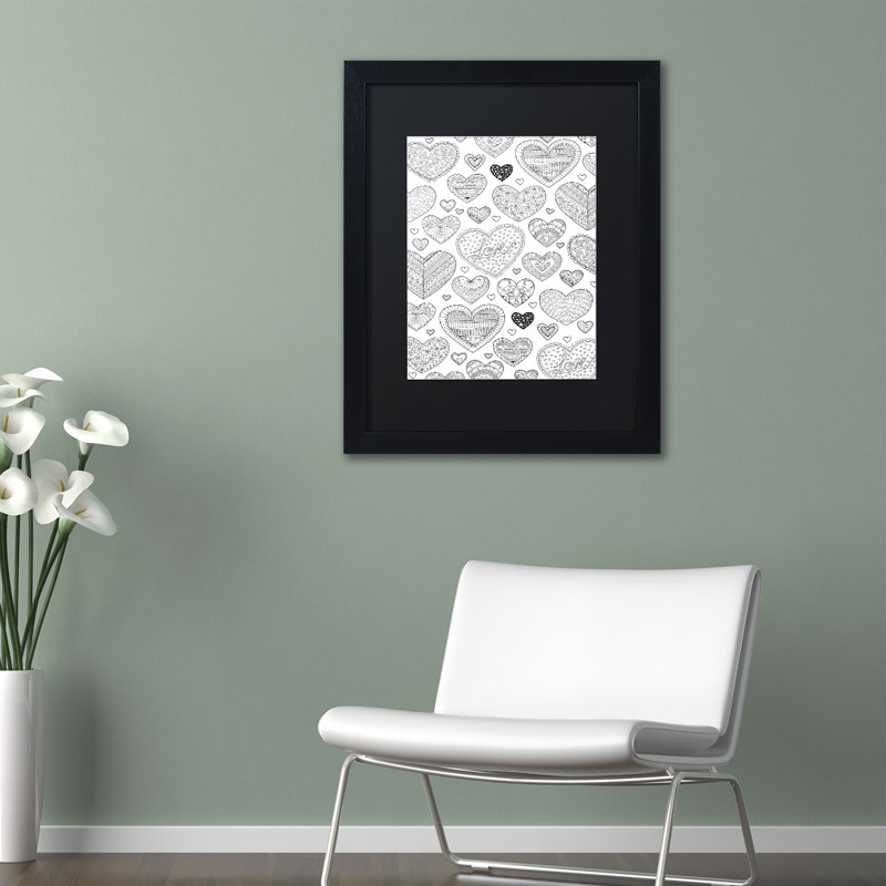 « hearts on hearts », impression encadrée, H 20 po x l 16 po x P 0,5 po, Noir