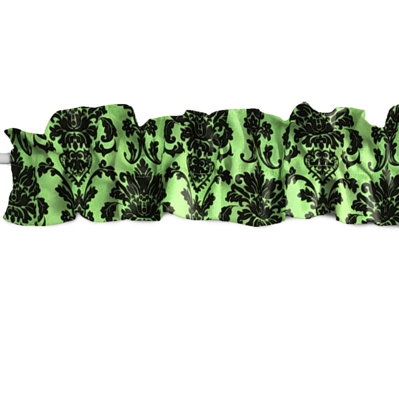 Cantonnière à motif floral en popeline et damas, L 72 po x L 7 po, Vert citron