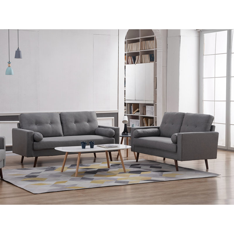 Ensemble de salon 2 pièces Espana, Polyester gris clair