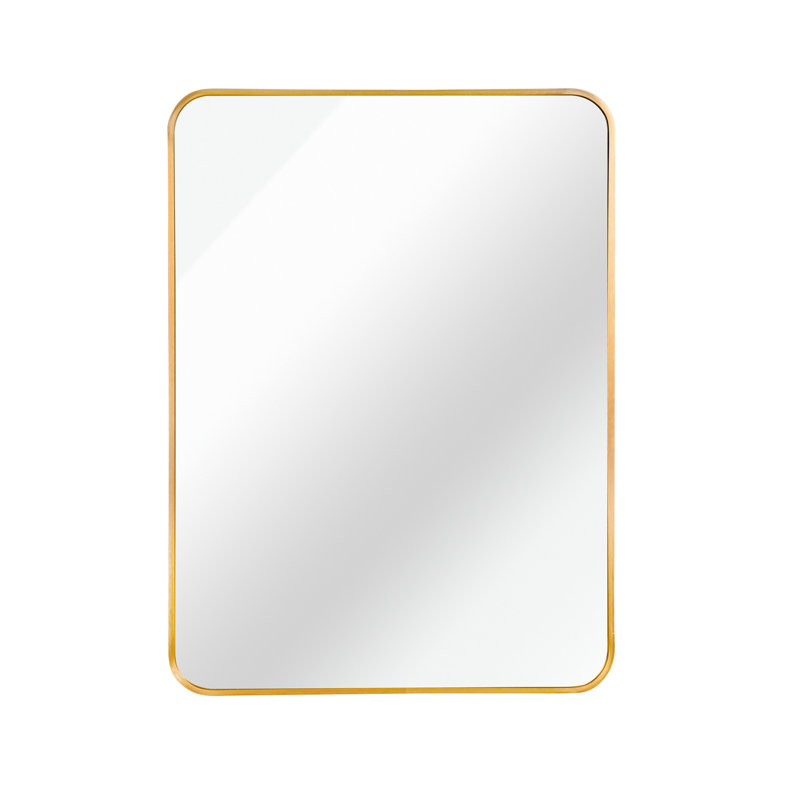 Miroir de bar rectangulaire en métal, Doré, 30 po x 22 po