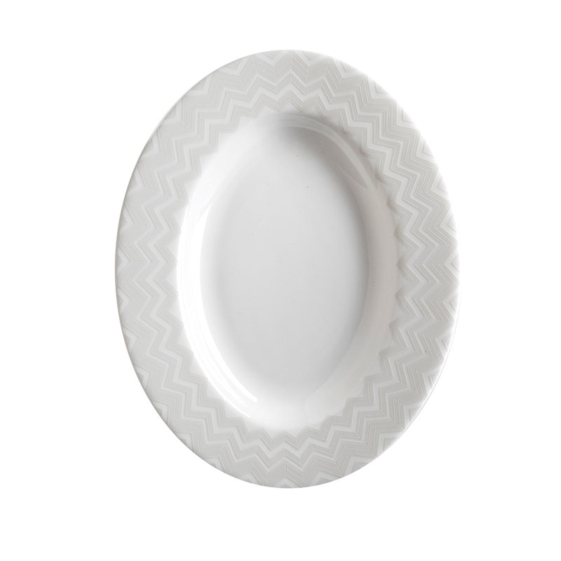 Missoni Pickle Dish ZIG ZAG  White Diam. 9"