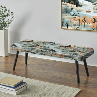 Paysage scandinave d'été - Banc rembourré floral noir