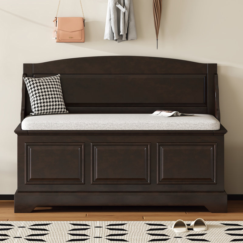 Banc à chaussures TREXM avec rangement dissimulé rétro et coussin, couleur espresso, Espresso