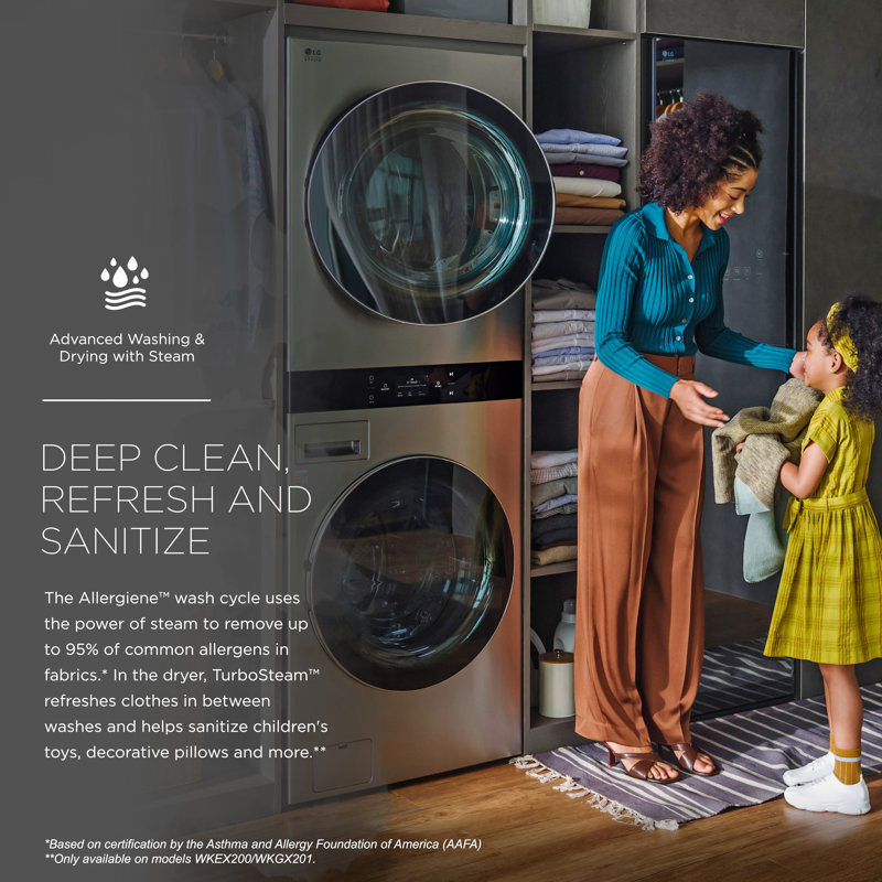 Lg Studio Washtower Smart Front Load 5.0 Cu. Ft. Washer And 7.4 Cu. Ft. Dryer With Center Control, Gray, Electric