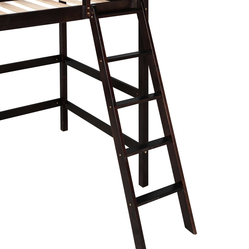 Lit mezzanine simple en bois massif avec base solide, utilisation durable