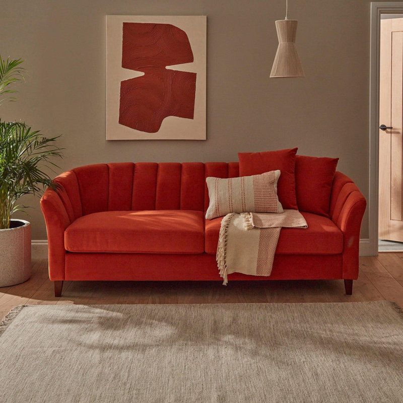 Sligo 4 Seater Velvet Sofa, Burnt Orange Velvet