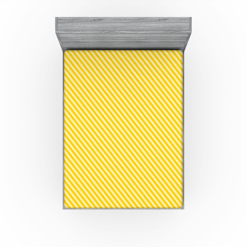 Ensemble de 2 draps-housses Ambesonne, Yellow/Pale Yellow Striped, Drap-housse grand