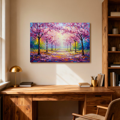 Paysage et nature, paysage de cerisiers en fleurs