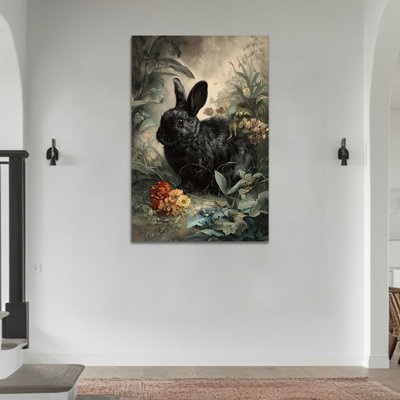  Lapin de Pâques, art mural sur toile - impressions de lapin rétro pour photos de printemps intemporelles, œuvre d'art encadrée élégante pour la maison, 20 po x 30 po