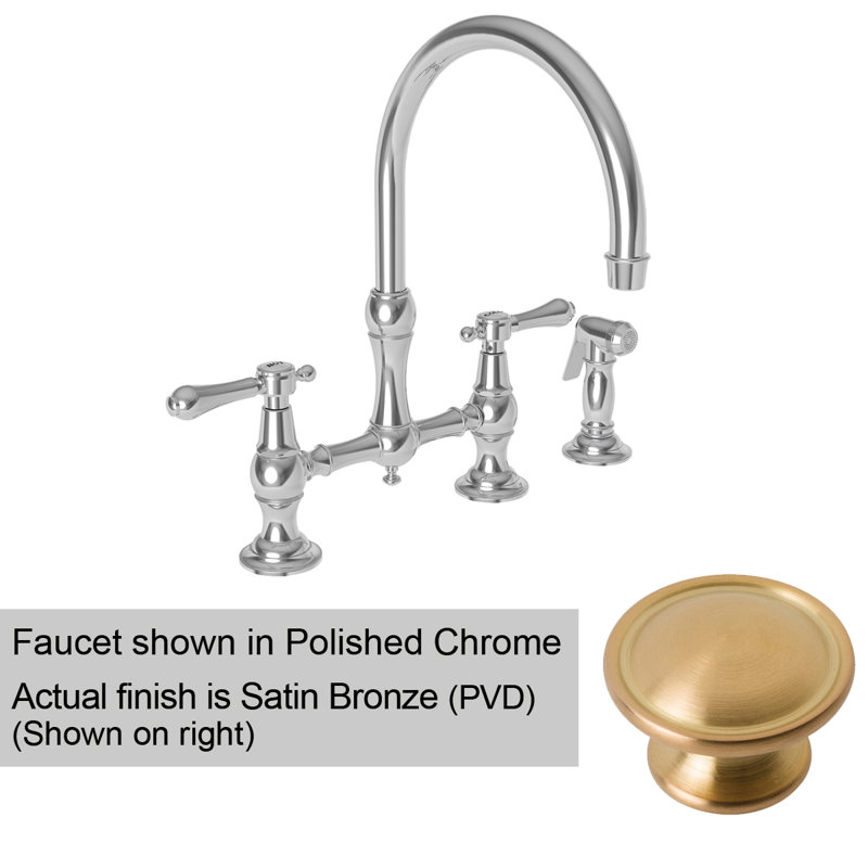 Chesterfield Kitchen Bridge Faucet with Side Spray, Satin Bronze (PVD)