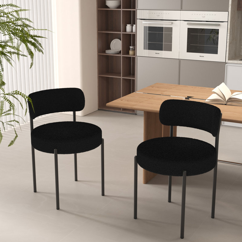 Ensemble de chaises de salle à manger rembourrées Boucle avec coussin large et dossier incurvé, noir, Noir, noir, noir, noir