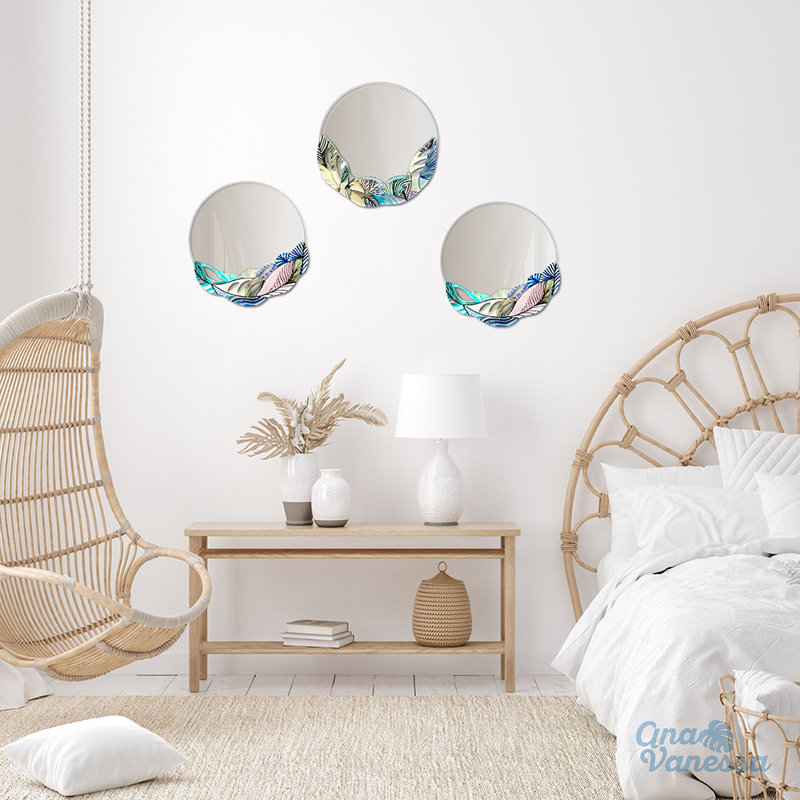 Ensemble de miroirs Black Leaves, H 10,32 po x l 10,32 po