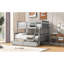 Lit superposé simple au-dessus d'un lit double, finition grise, avec tiroirs de sécurité et de rangement gris, pratique-118027613