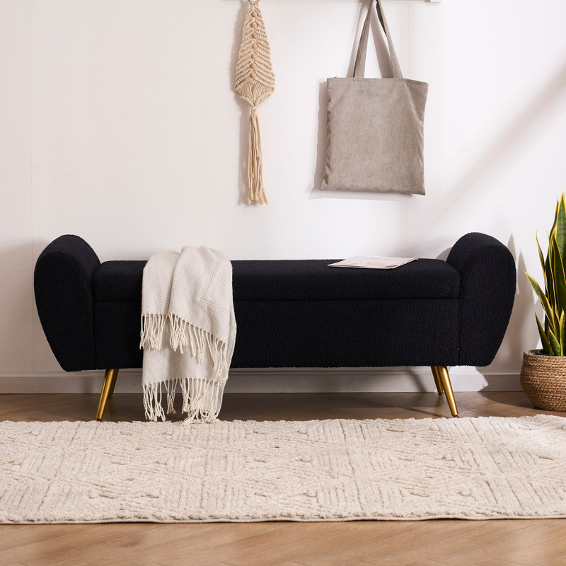 Repose-pieds avec banc de rangement 55 po Elianna, Ours en peluche noir