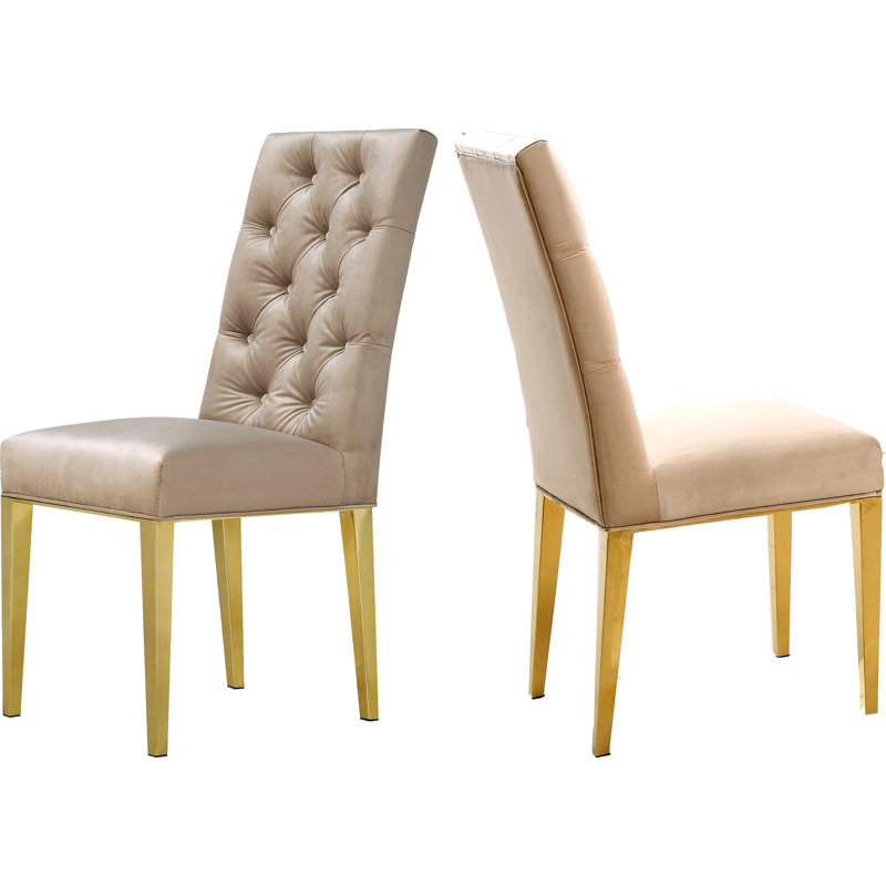 Chaise parsons rembourrée Wilham, Velours beige