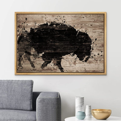 " Wood Panel Spray Paint Bison Buffalo "