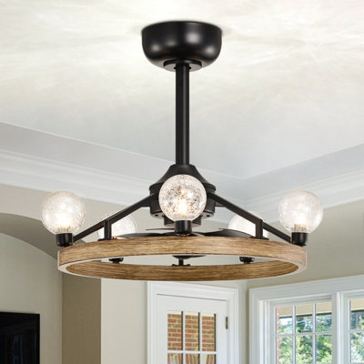 Ventilateur de plafond 20,3 "moderne réversible en cristal noir mat avec ensemble d'éclairage de salon / chambre à coucher