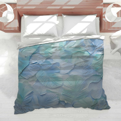 Textured Blue Green Leaves Comforter
