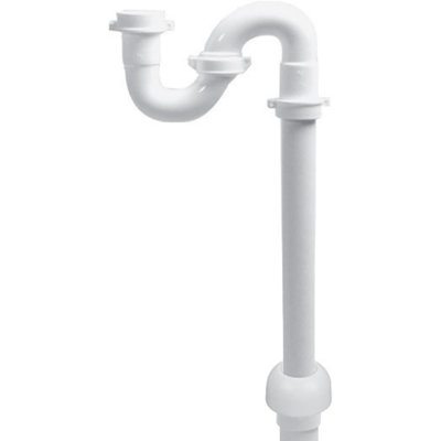1-1/2" White S-Trap w/Marvel Adapter, Escutcheon & TPR Washer for Sink