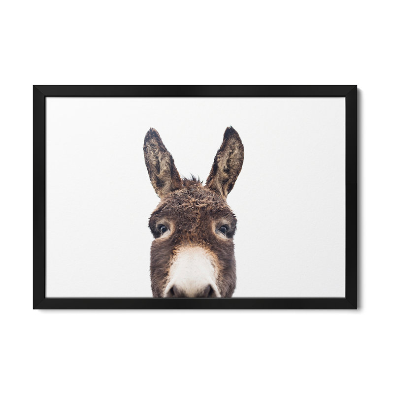 «Peeking Donkey», affiche encadrée de qualité supérieure par Sissi & Seb, H 16 po x l 24 po
