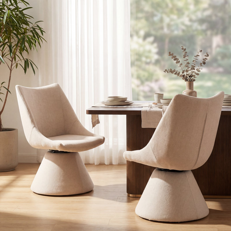 Chaises de salle à manger pivotantes Aurelio, Beige