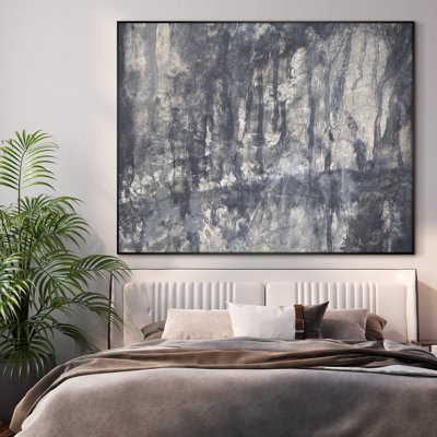 Très grand art mural imprimé sur toile - Art abstrait monochromatique, en niveaux de gris moderne pour décorer une œuvre pour le salon ou la chambre à coucher - «Assemblage requis du cadre (cadre non fini)»