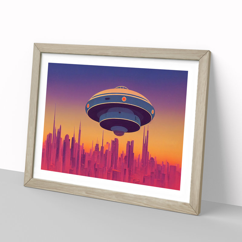 UFO Art Vol.4 - Single Picture Frame Print, 34cm H x 46cm W x 2cm D, Oak Framed