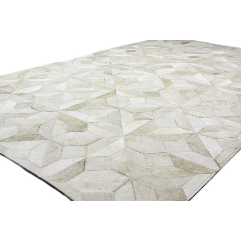 Handmade Gray Geometric Cowhide Rectangular 8' x 10' Area Rug