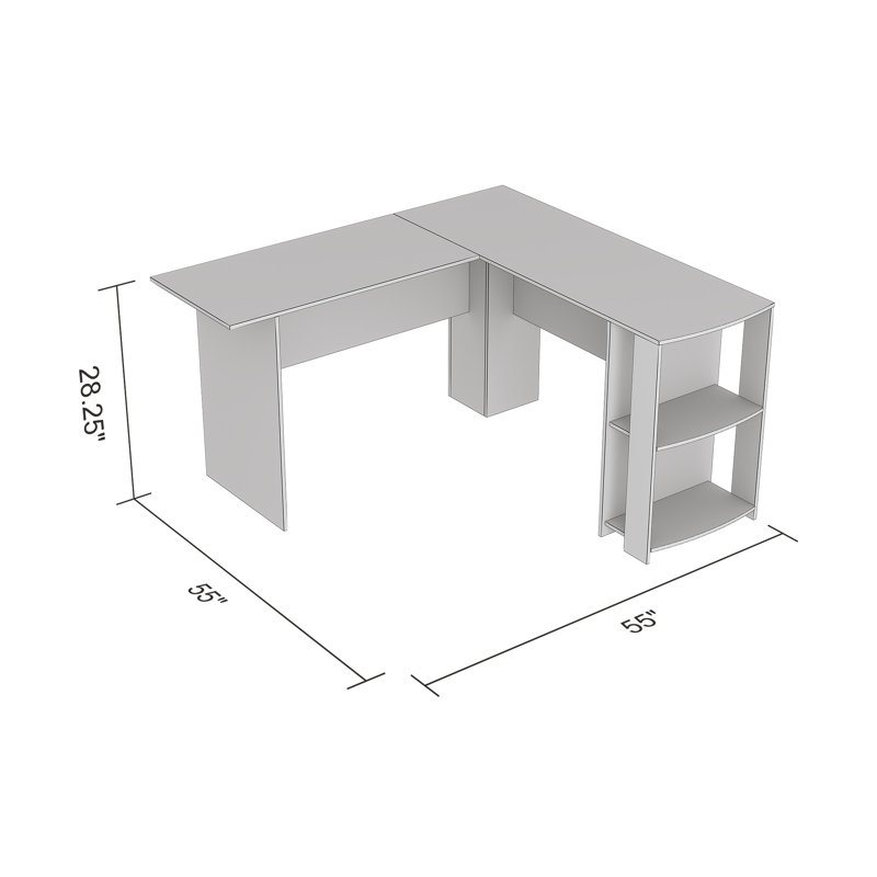 Betancur L-Shaped Writing Desk, Dark Gray