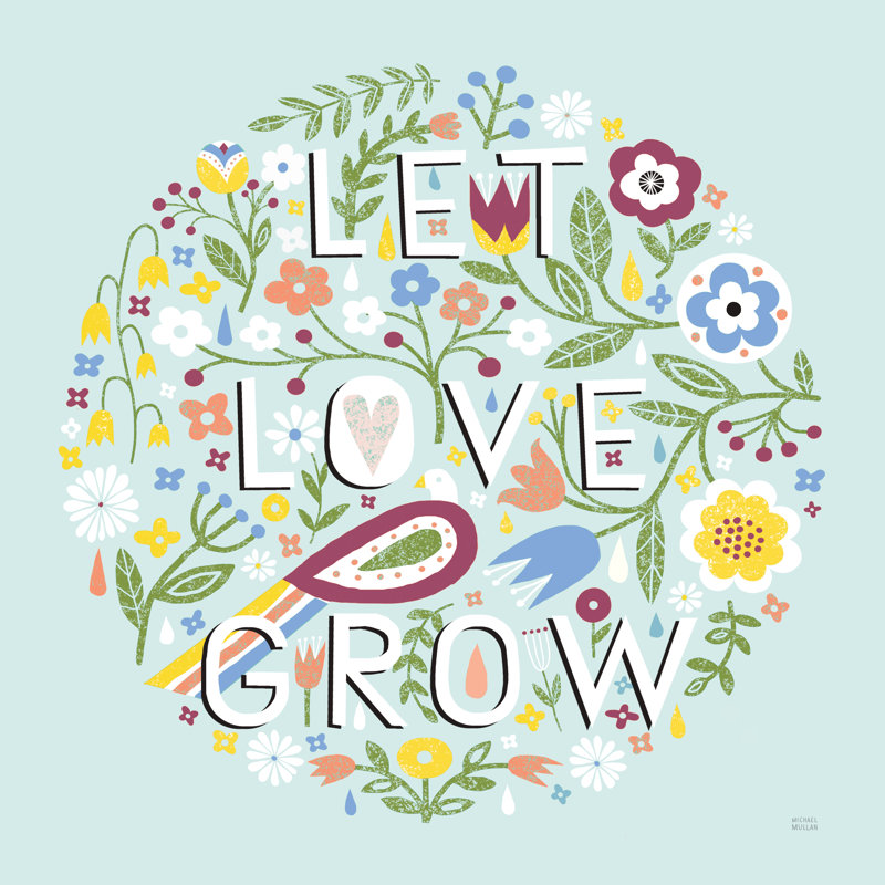 Let Love Grow V2 - Impression sur toile tendue, H 12 po x l 12 po, Non, Toile tendue