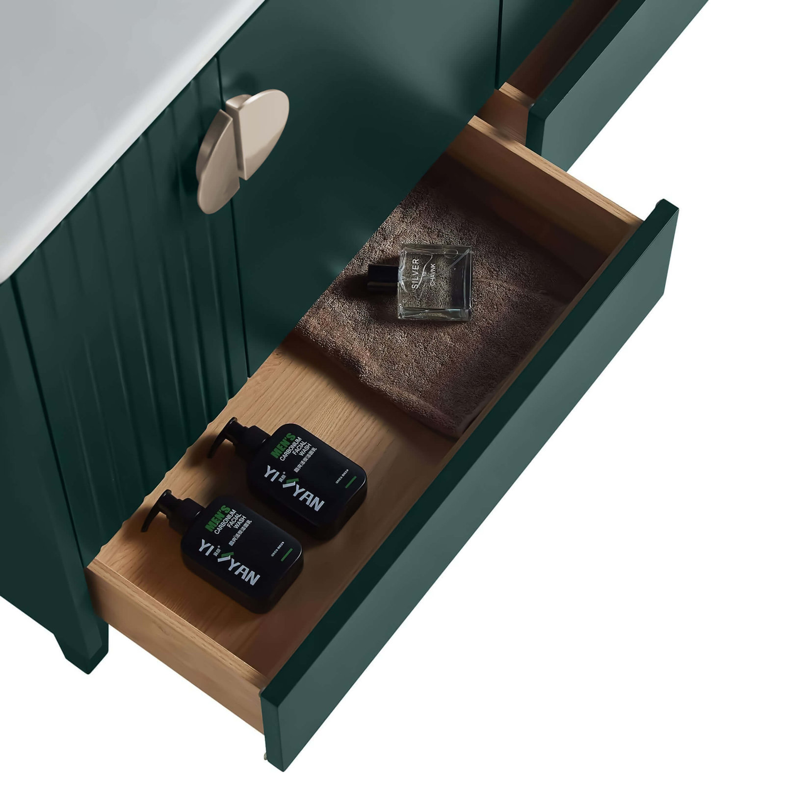 Saimah 47.25'' Double Bathroom Vanity, Green, Satin Nickel