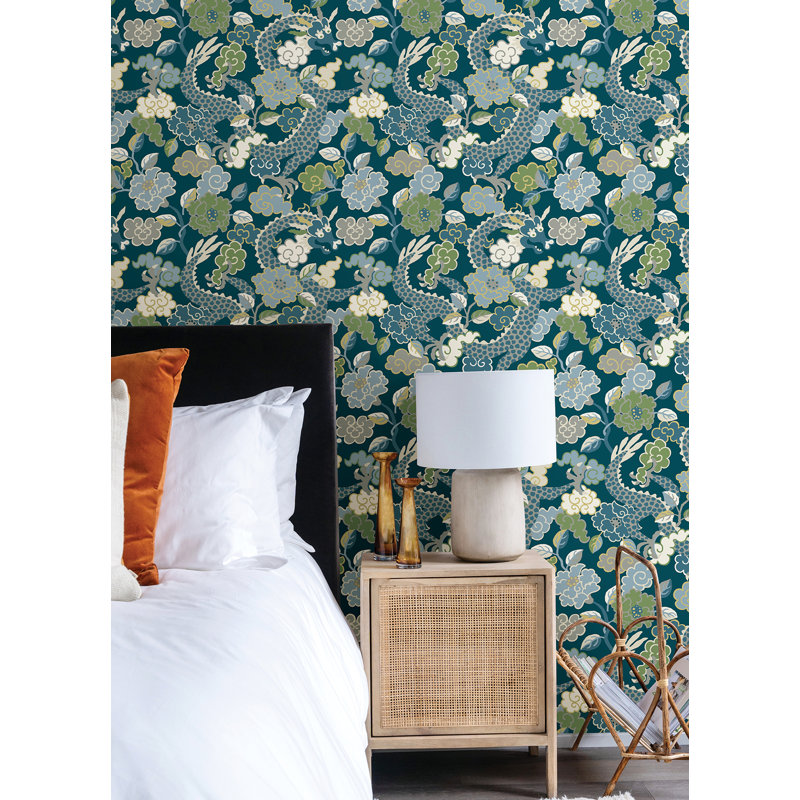 Keiundra Floral Wallpaper Roll, Blue
