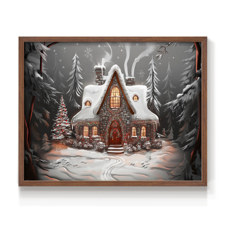 Art de Noël - CMxxxv - reproduction encadrée - réversible, Noyer, H 22 po x l 28 po