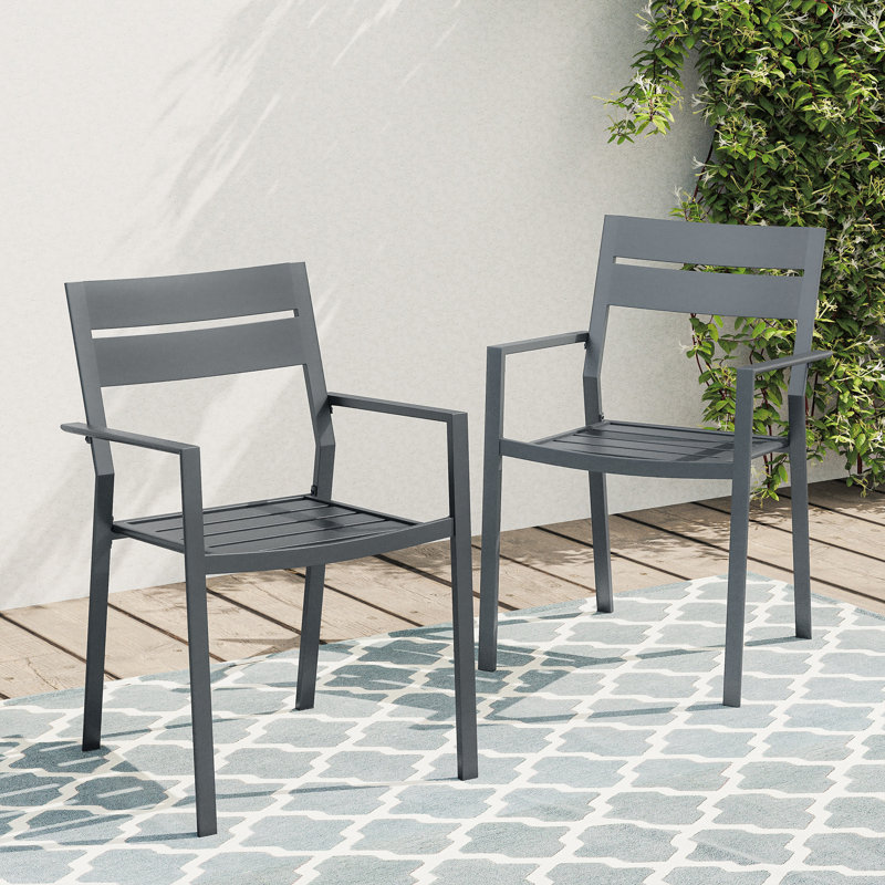 Octavies Premium All-Weather Wicker Outdoor Stacking Dining Armchair, Grey